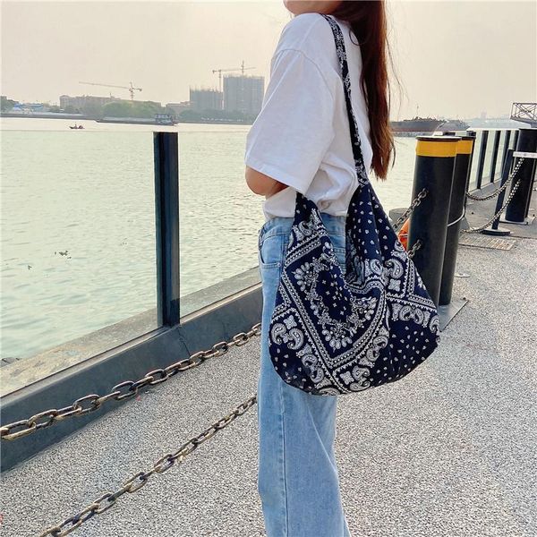 

evening bags light retro cashew flower diagonal shoulder ethnic style casual foldable reusable shopping bag fashionable large canvas