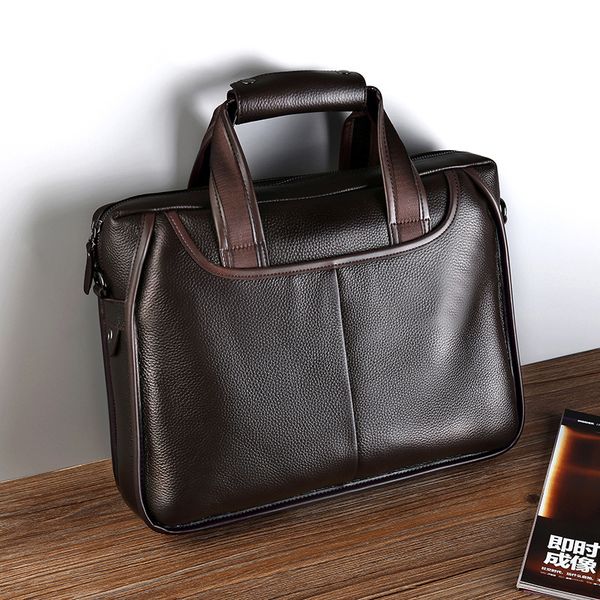 

briefcase men's bag leather diagonal horizontal single shoulder layer litchi pattern business handbag