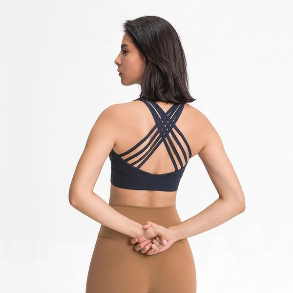 

sport bra high support yoga crop push-up women gym tank fitness workout elastic training cross back running underwear clothing, White;black