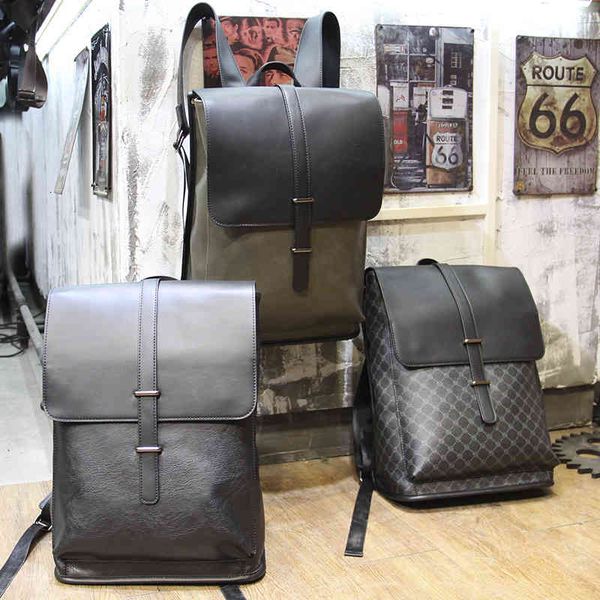 

trendy men's backpack personal schoolbag daily leisure large capacity trendy contrast checked bag