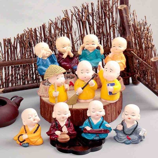 

chinese style shaolin kung fu boy resin ornament lovely mini four no little monk car decoration gift