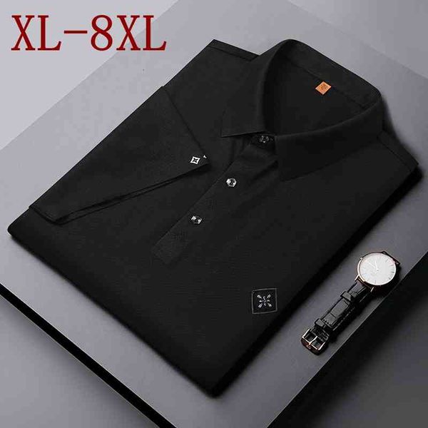 

men's dress shirts size 8xl 7xl 6xl summer business polo shirt men short sleeve loose mens polos breathable polo homme 9whc, White;black