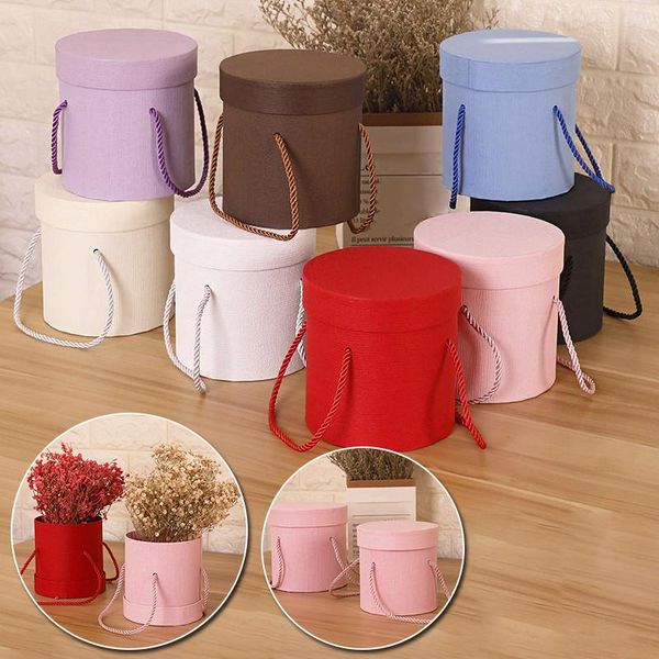 

round flower paper boxes with lid hug florist holder bucket gift packaging box bar party wedding candy wrap