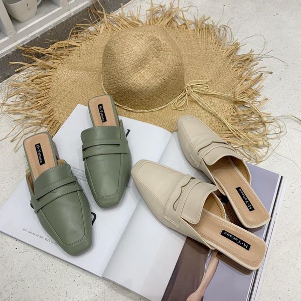

slippers shoes woman square toe clear slides fashion designer women 2021 mules outdoor ladies cute, Black