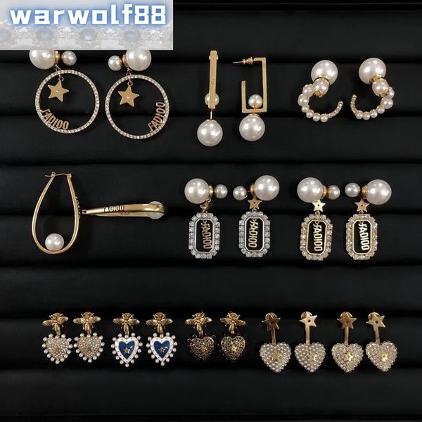 

design earrings classic 2021 pearl 925 silver pin brass edition, Golden