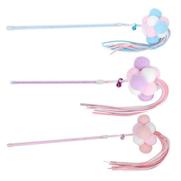 

cat playing stick ball pet funny toy safe wand with colorful sequins for gift toys