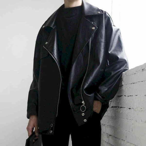 

men's jackets jaqueta de couro motociclista masculina e feminina, jaqueta curta larga coreana para jovens, roupa legal rua, hip-hop 5nf, Black;brown