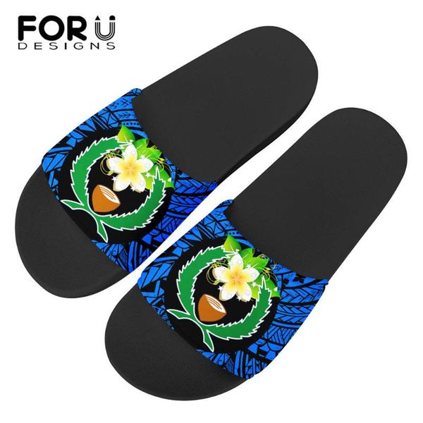 

slippers forudesigns summer beach sandals women pohnpei with polynesian tribe pattern ladies casual home sandalias mujer 2021, Black