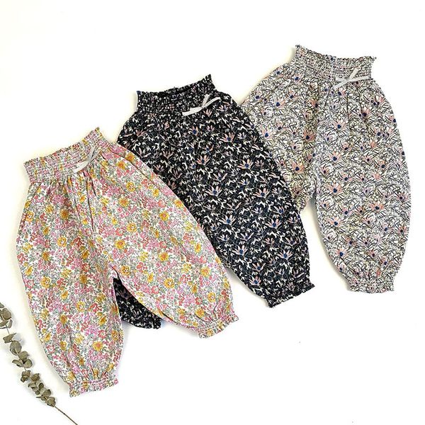 

spring autumn kids boys girls floral pants children's clothing anti-mosquito pant baby boys girls children pants bloomers pants, Blue