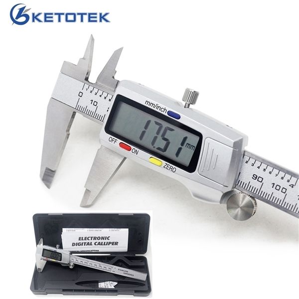 Embalinização digital de aço inoxidável 6 polegadas 150mm instrumento de medição de metal vernier ferramenta Messschieber paquimetro 210922