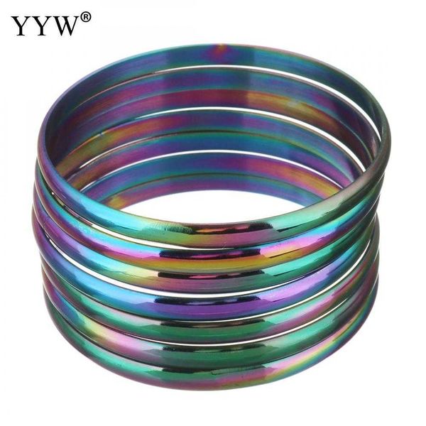 

68mm beautiful lovers bracelets woman bracelets stainless steel bangles and bangles multi-colored plated woman jewelry gifts q0717, Black