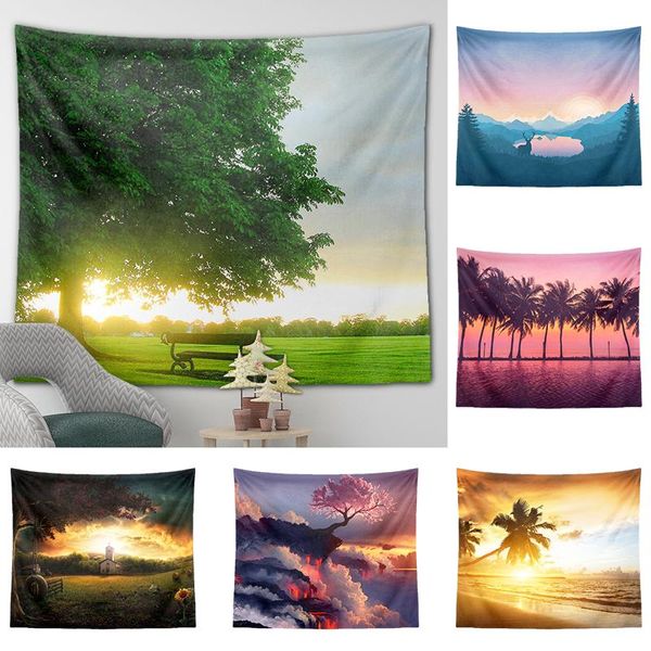 

tapestries wall tapestry forest fantasy scenery bohemian sunshine fawn flowers mandala carpet home living decor space beach mat