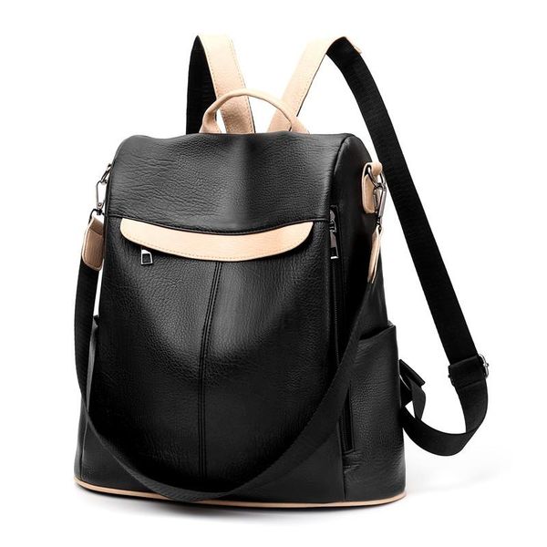 

outdoor bags quality pu leather anti-thief women backpack school bag for teenager girls male travel ladies sac a dos femme