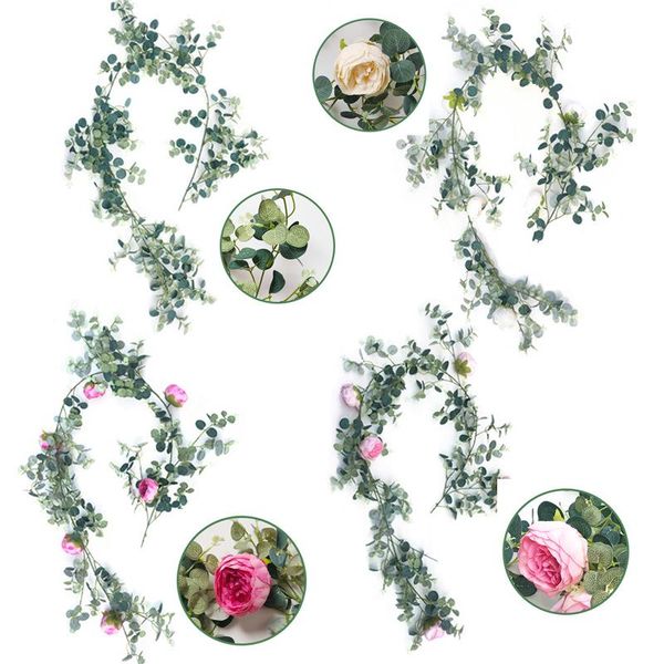 

decorative flowers & wreaths artificial vines eucalyptus leaf plants vine hanging garland with for party outdoor greenery wedding wall decor