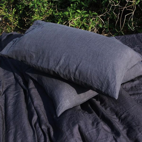 

pillow case stanard pillowcase 100% french linen stone washed soild color 2pcs