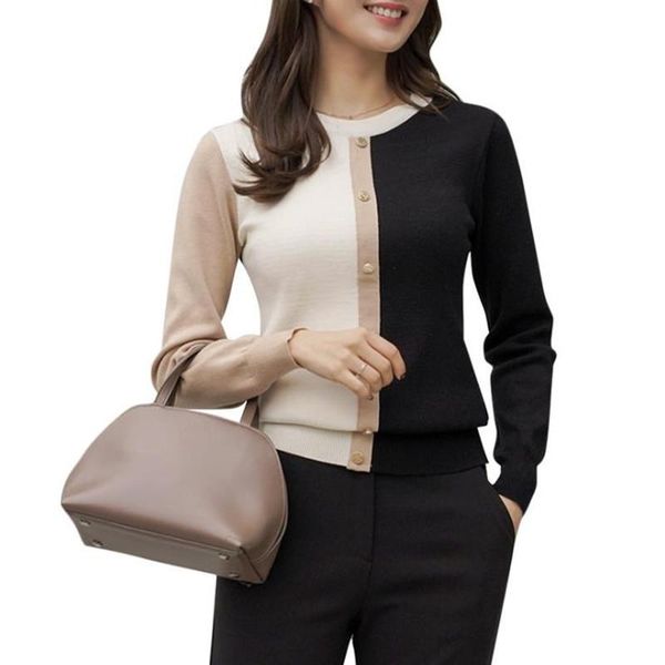 

women's sweaters style splicing sweater autumn winter, White;black