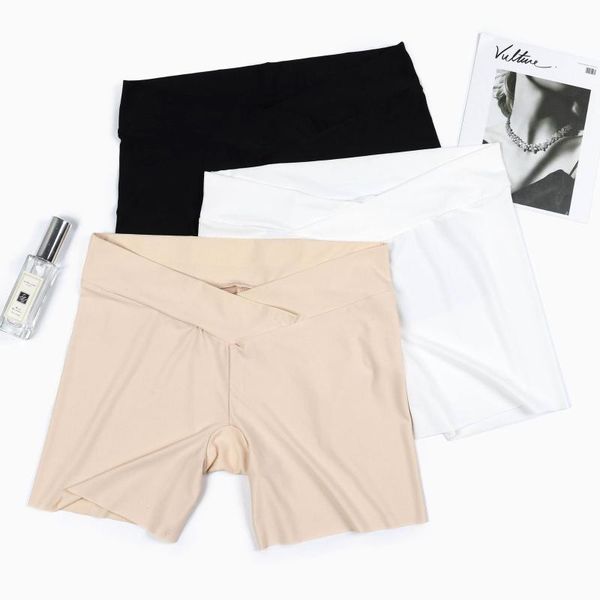 

pregnancy pants non-curled silk thin ice seamless pregnant women's safety anti-empty legging panties maternity bottoms, White