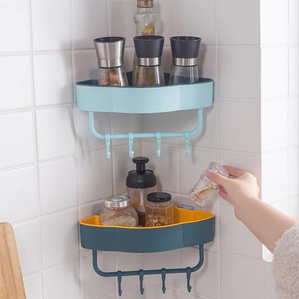 

bathroom storage & organization 1pc holder shelf corner kitchen organize rack with hook basket wall hanging home shelves racks