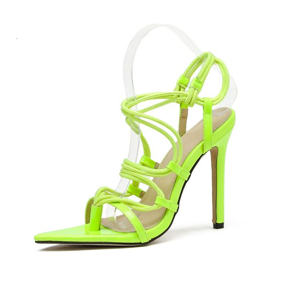 

slippers summer sandals women thin high heels sharp pointed toe ladies green cross-strap stilettos party shoes woman dmwz, Black