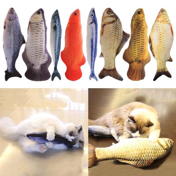 

piece 20cm multiple style fish plush simulation 3d pet cat toy catnip tease stick interactive gifts for toys