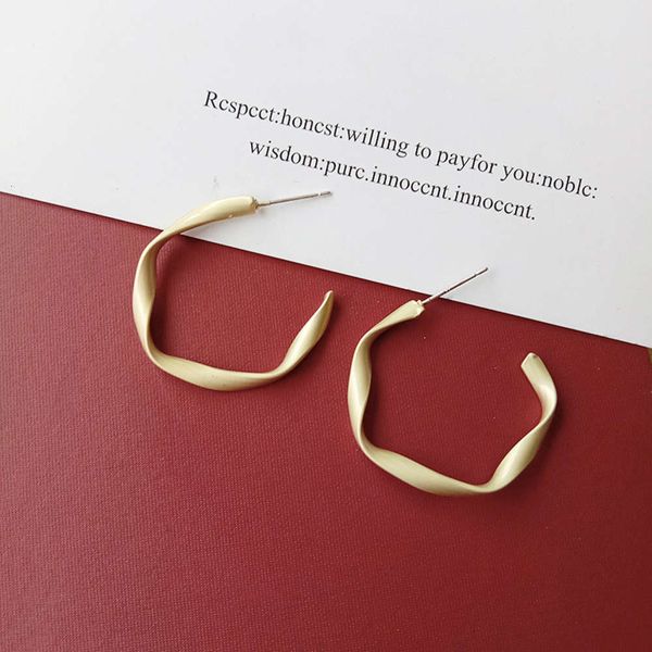 

s925 silver needle minimalist semicircle twisted gold large circle female temperament korean personality simple earrings, Black