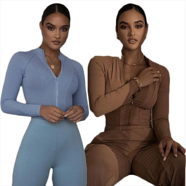 

zipper high elastic skinny women jumpsuit long sleeve round neck all match jumpsuits autumn style bodysuits, Black;white