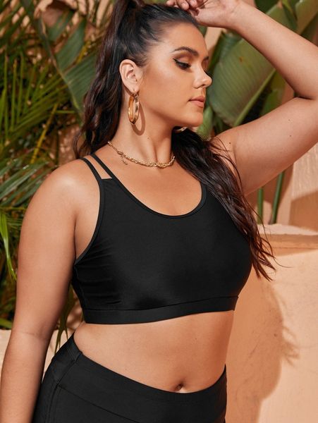 

plus criss cross bikini z5ph#, Black