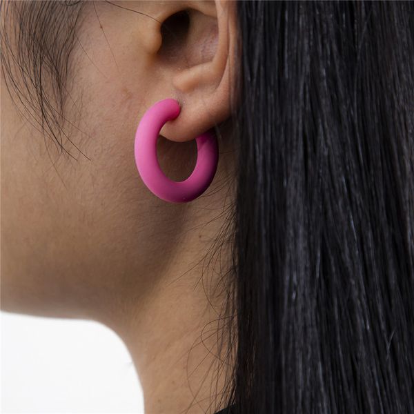 

fashion candy color acrylic stud earrings women c shaped retro ear rings for party gift earring hoop jewelry accessories wholesale, Golden;silver