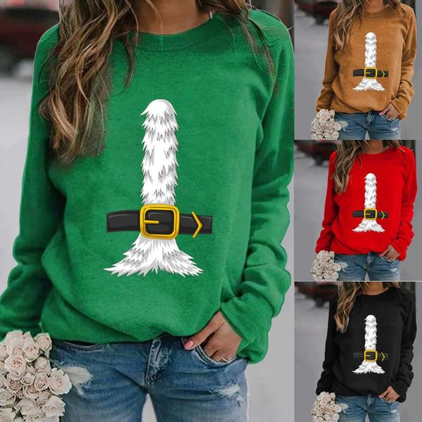 

women hoodie christmas cosplay santa printed hoodies fleece long sleeve o neck loose sweatshirt girls pullovers winter women's & sweats, Black