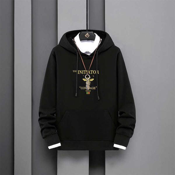 

hooded men's autumn casual sweater cotton long sleeve trend youth loose et winter, White;black