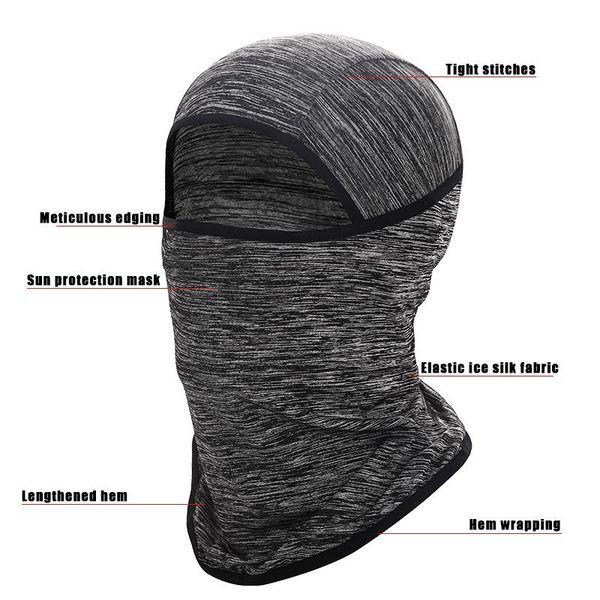 

cycling caps & masks breathable mask men women full face bandana sport running hunting training scarf neck warmer balaclava moto head cover, Black