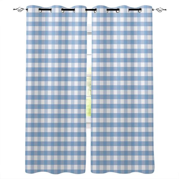 

curtain & drapes white blue plaid modern window curtains home decor for kitchen bedroom living room panel