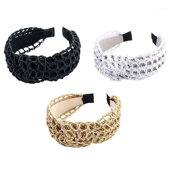 

bohemian summer geometric hollow out hair hoop handmade weaving knotted bandana1