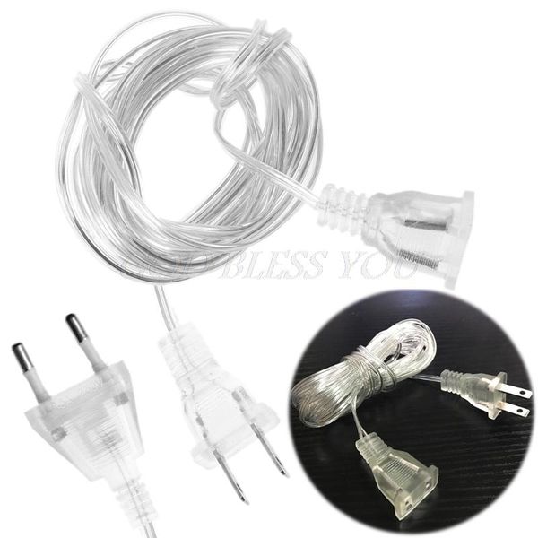 

smart power plugs 3.5m eu us plug transparent 100w male to female supply extension cable for pc wall charger led drop