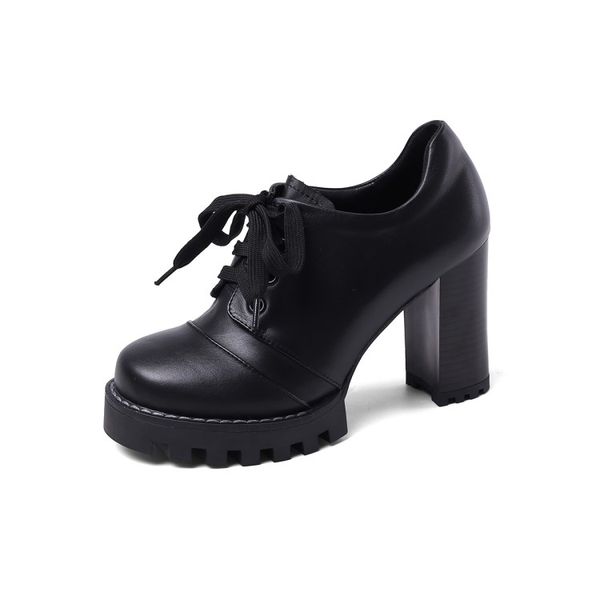 

designer shoes luxury woman bottoms high heels platform round toe soft natural genuine leather patent occupation fashion party wedding waror, Black