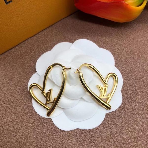 

hoop & huggie heart earrings for women letter hollow fashion, Golden;silver