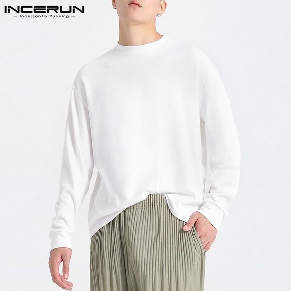 

men's t-shirts men t shirt 2021 o neck short sleeve solid color comfortable casual tee streetwear loose leisure underwear 5xl incerun, White;black