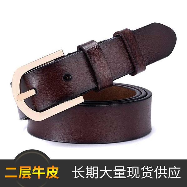 

belts women's leather belt pure cow leisure versatile korean version simple student pants alloy needle buckl, Black;brown
