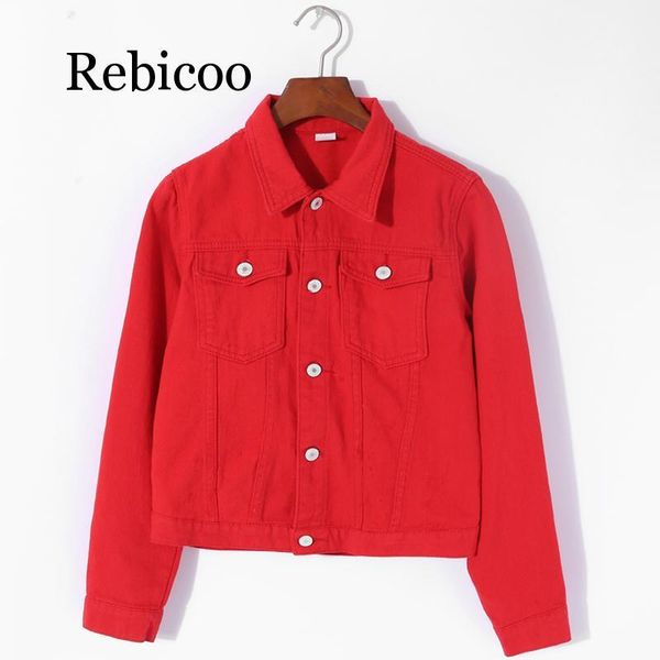 

women's jackets 2021 autumn wild candy color casual short denim long sleeve jacket, Black;brown