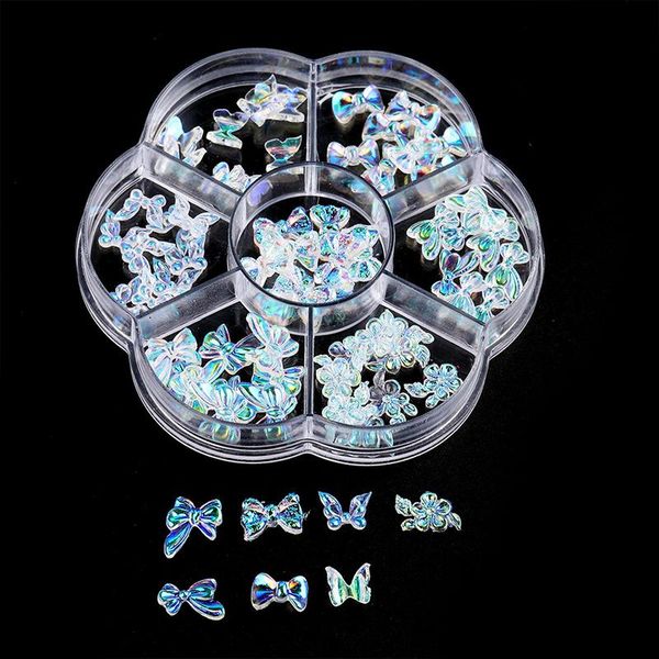 

nail art decorations 35/70pcs 3d aurora resin bow ornaments japanese style diy uv gel manicure designs accessories bowknots, Silver;gold