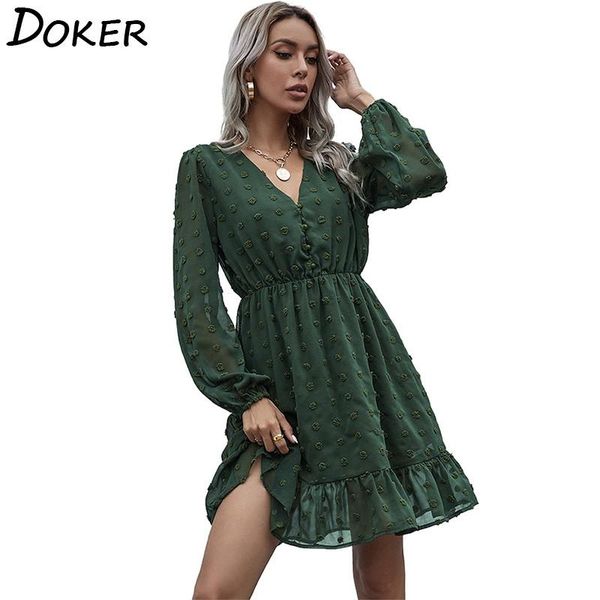 

chiffon mini dress women fashion ruffle v neck long sleeve plus size casual boho beach ladies elegant party dresses vestidos, Black;gray