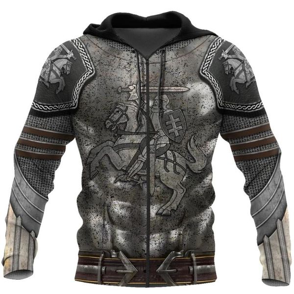 

men's hoodies & sweatshirts 3d printed chainmail knight armor men hoodie knights templar harajuku fashion jacket pullover cosplay qs-, Black