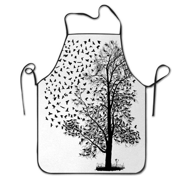 

apron with pockets,aprons bulk,aprons unisex,ideal for kitchen,garden-illustration of an old tree flock birds on aprons