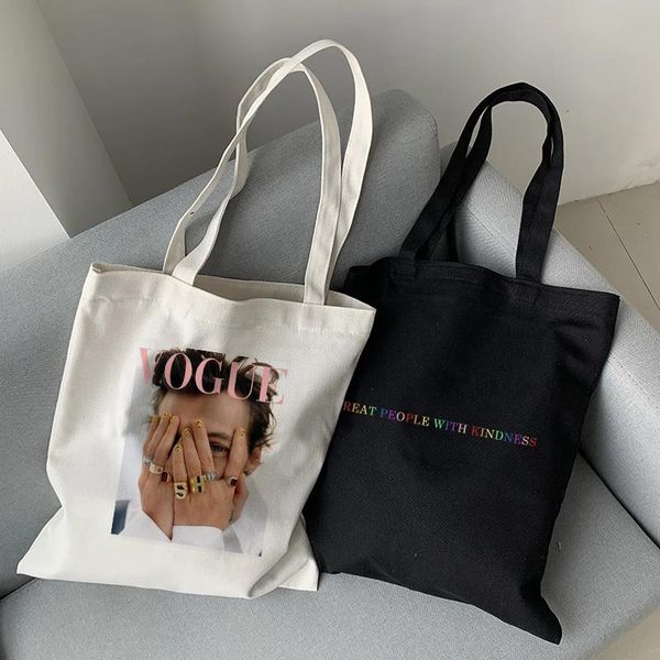 

90s one direction shopping bag graphic tote harajuku shopper women canvas shoulder female ulzzang funny eco bags