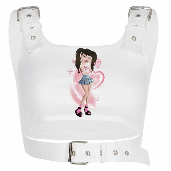 

women's tanks & camis kawaii tank gothic punk dark aesthetic y2k harajuku fashion, White