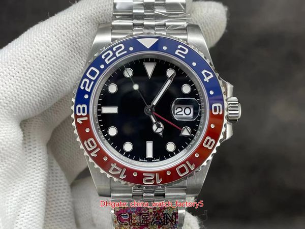

clean factory perfect version watches 40mm gmt 126710 126710blro pepsi cerachrom bezel cal.3285 movement mechanical automatic mens watch men, Slivery;brown