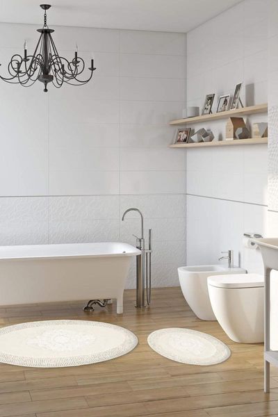 

alanur salina embroidered oval cotton cake 2 pcs matte cream 505slnnao bath mats