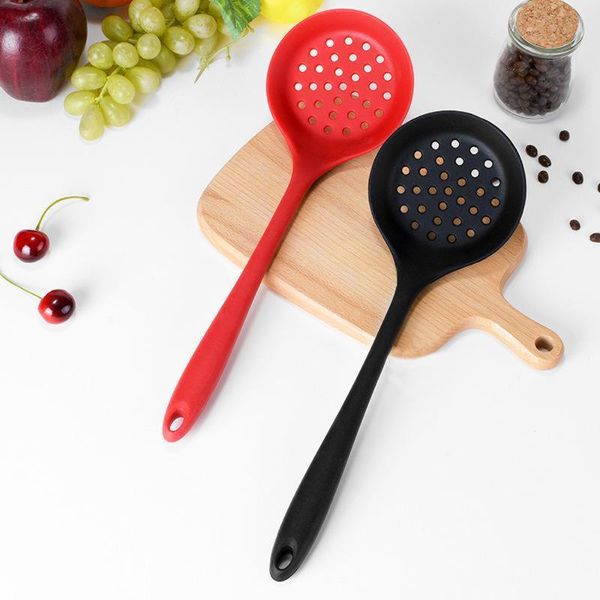 

spoons long handle silicone colander non-stick cooking strainer heat resistant filter spoon mesh skimmer oil kitchen tool