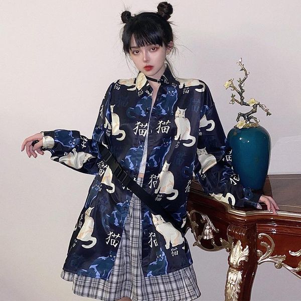 

women's t-shirt female korean harajuku cute loose casual cat lazy ins shirt shirts ulzzang japanese kawaii vintage clothes for women, White