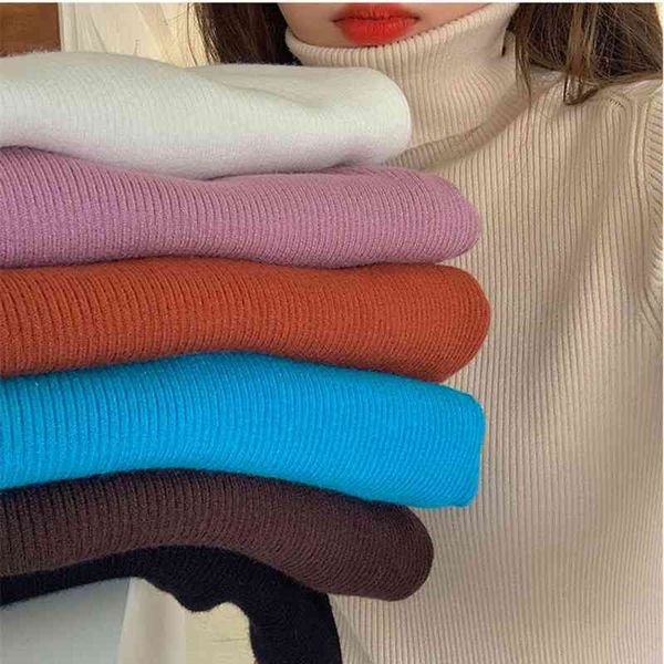 

8 colors autumn winter korean style knitted sweaters womens slim turtleneck sweater and pullovers (x1660) 210423, White;black